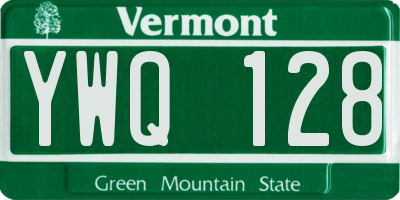 VT license plate YWQ128