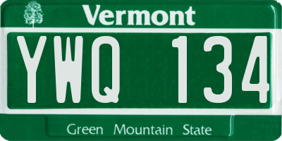 VT license plate YWQ134