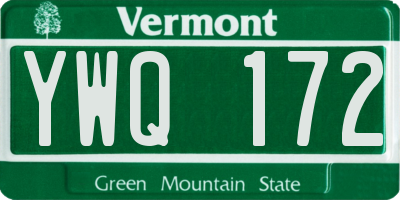 VT license plate YWQ172