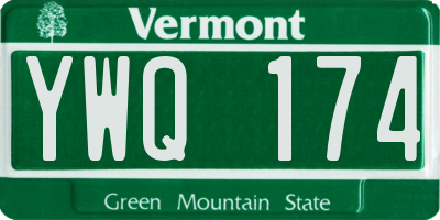 VT license plate YWQ174