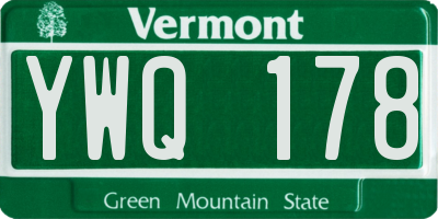 VT license plate YWQ178