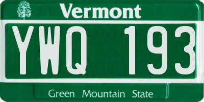 VT license plate YWQ193