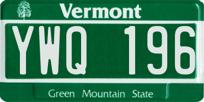 VT license plate YWQ196