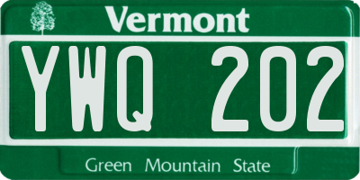 VT license plate YWQ202