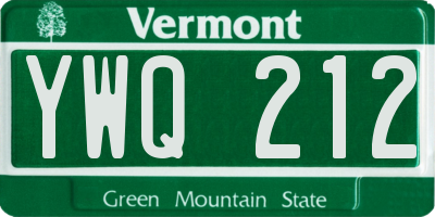 VT license plate YWQ212