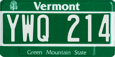 VT license plate YWQ214