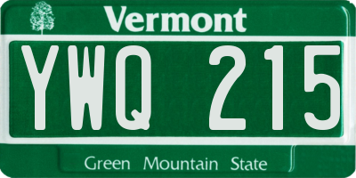 VT license plate YWQ215