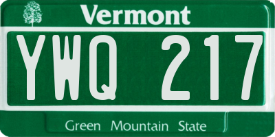 VT license plate YWQ217