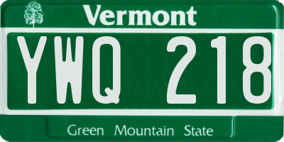 VT license plate YWQ218