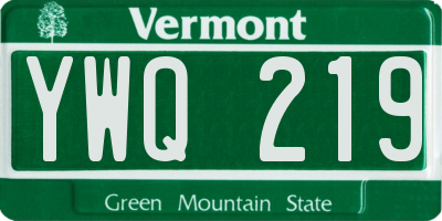 VT license plate YWQ219