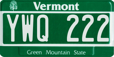 VT license plate YWQ222