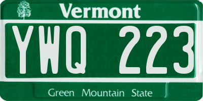VT license plate YWQ223