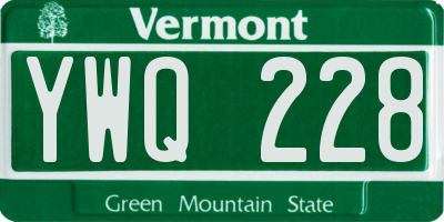 VT license plate YWQ228