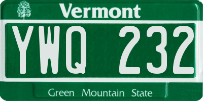 VT license plate YWQ232