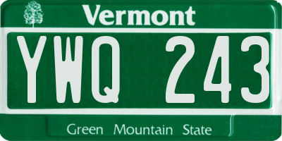 VT license plate YWQ243
