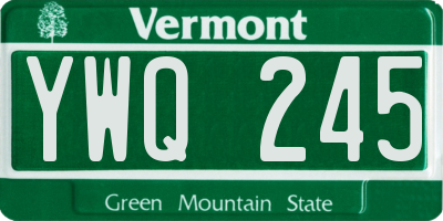 VT license plate YWQ245
