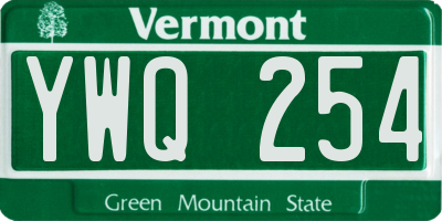 VT license plate YWQ254