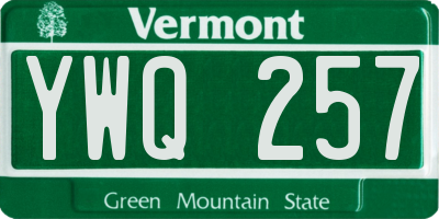 VT license plate YWQ257