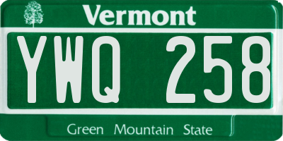 VT license plate YWQ258