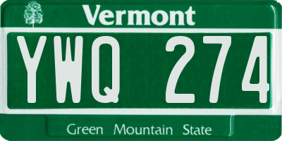 VT license plate YWQ274