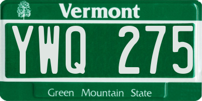 VT license plate YWQ275