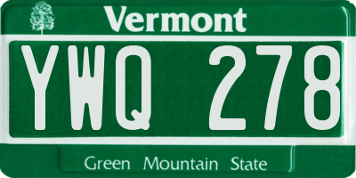 VT license plate YWQ278
