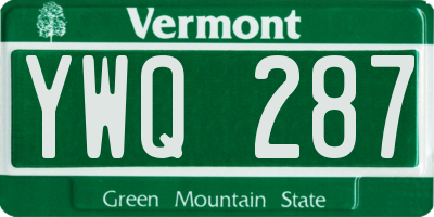 VT license plate YWQ287