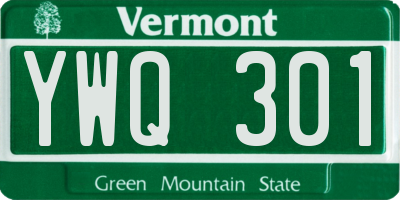 VT license plate YWQ301