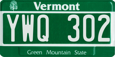 VT license plate YWQ302