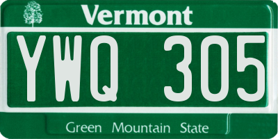 VT license plate YWQ305