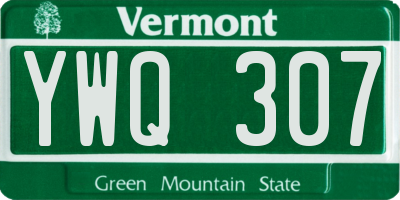 VT license plate YWQ307