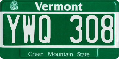 VT license plate YWQ308