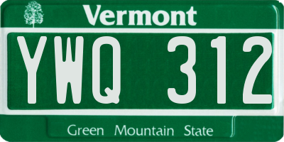 VT license plate YWQ312