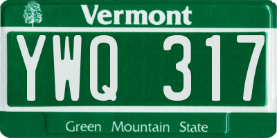 VT license plate YWQ317