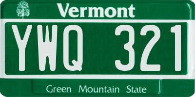 VT license plate YWQ321