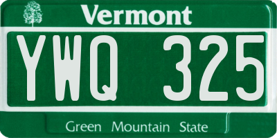 VT license plate YWQ325
