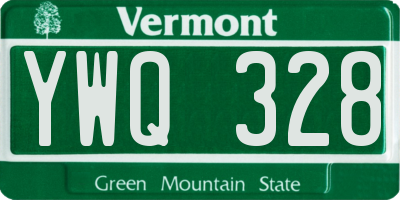 VT license plate YWQ328