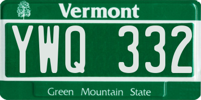 VT license plate YWQ332