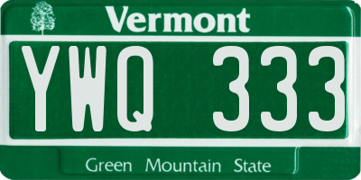 VT license plate YWQ333