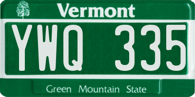 VT license plate YWQ335