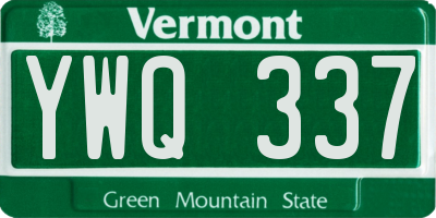 VT license plate YWQ337