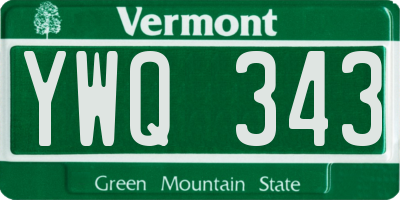 VT license plate YWQ343