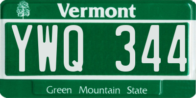 VT license plate YWQ344