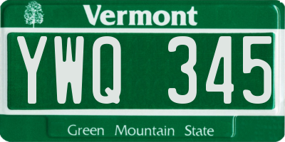 VT license plate YWQ345