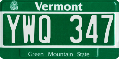 VT license plate YWQ347