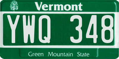VT license plate YWQ348