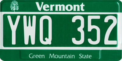 VT license plate YWQ352