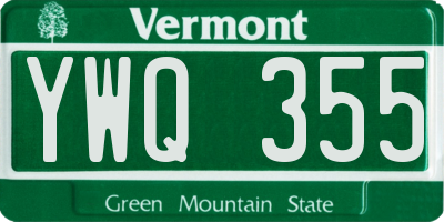 VT license plate YWQ355