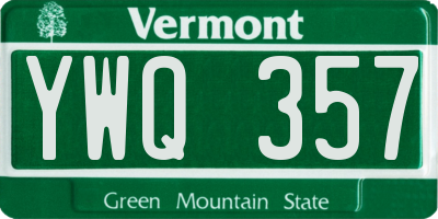 VT license plate YWQ357