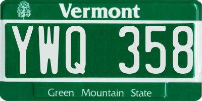 VT license plate YWQ358